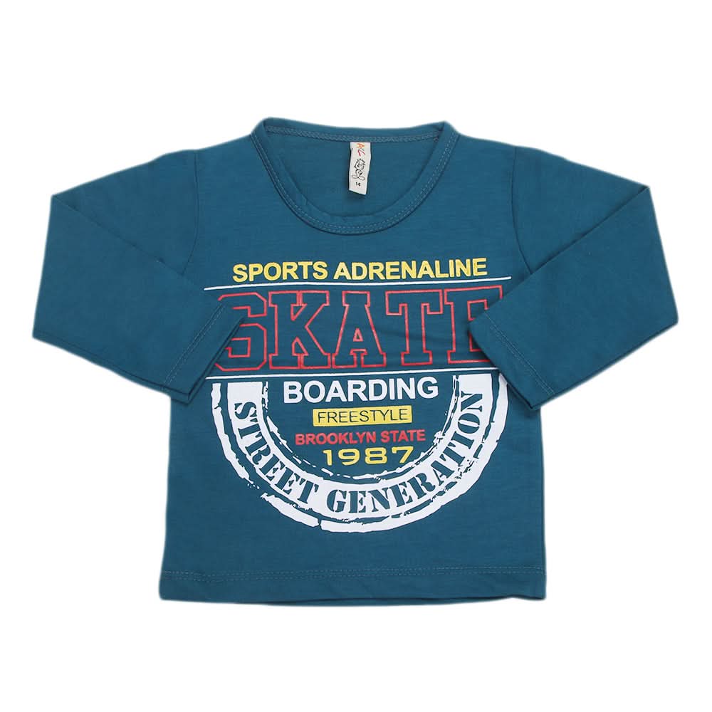 Boys Full Sleeves T-Shirt - Steel Blue, Kids, Boys T-Shirts, Chase Value, Chase Value