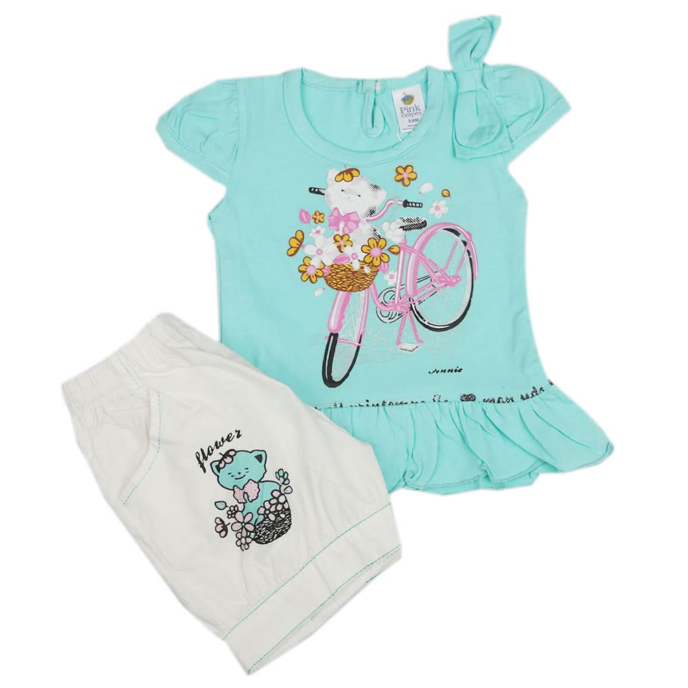 Newborn Girls Half Sleeves Suits - Sea Green, Kids, Newborn Girls Sets And Suits, Chase Value, Chase Value