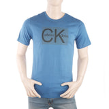 Men's Round Neck Half Sleeves T-Shirt - Steel Blue, Men, T-Shirts And Polos, Chase Value, Chase Value