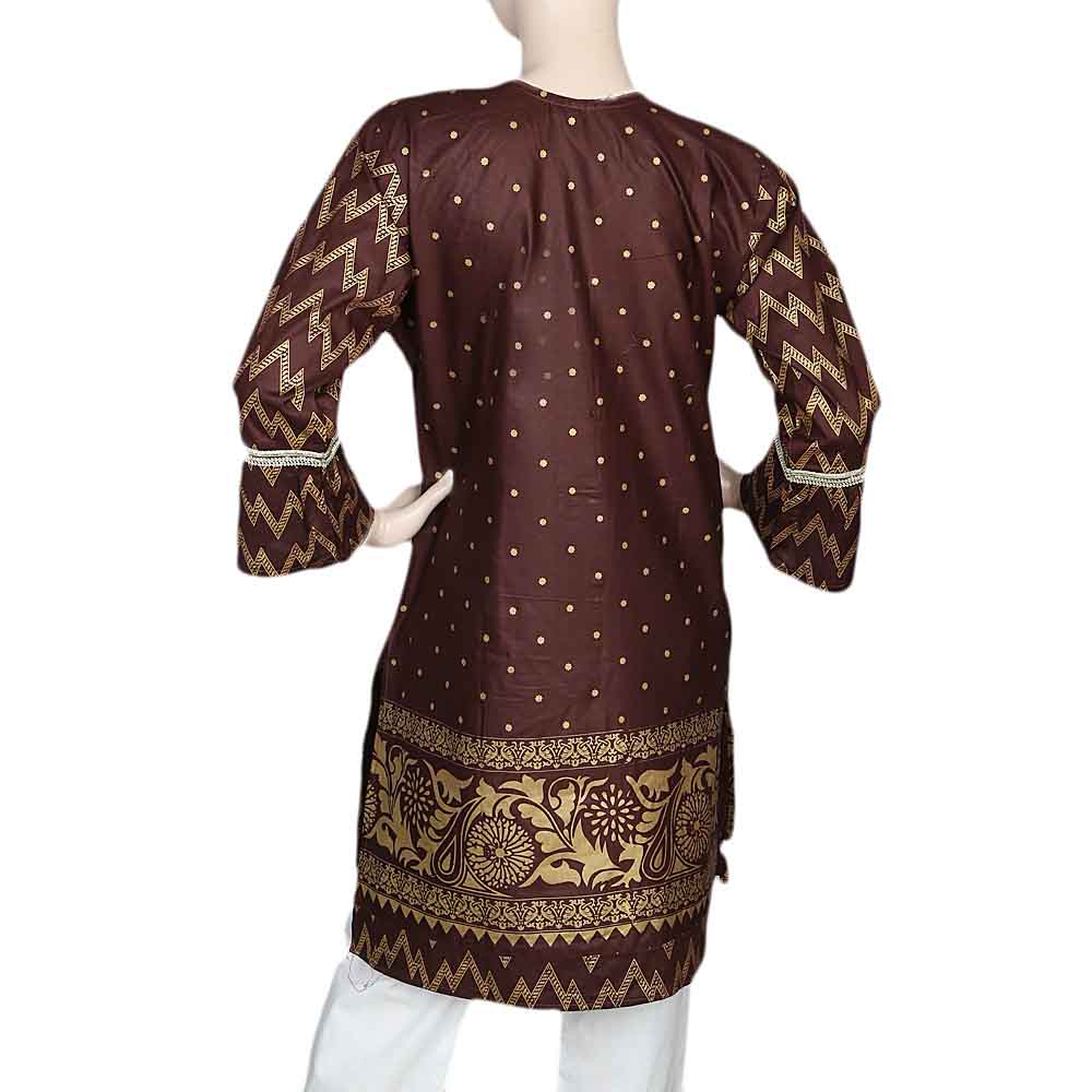 Women's Embroidered Kurti - Dark Brown, Women, Ready Kurtis, Chase Value, Chase Value