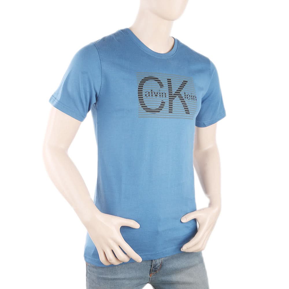 Men's Round Neck Half Sleeves T-Shirt - Steel Blue, Men, T-Shirts And Polos, Chase Value, Chase Value