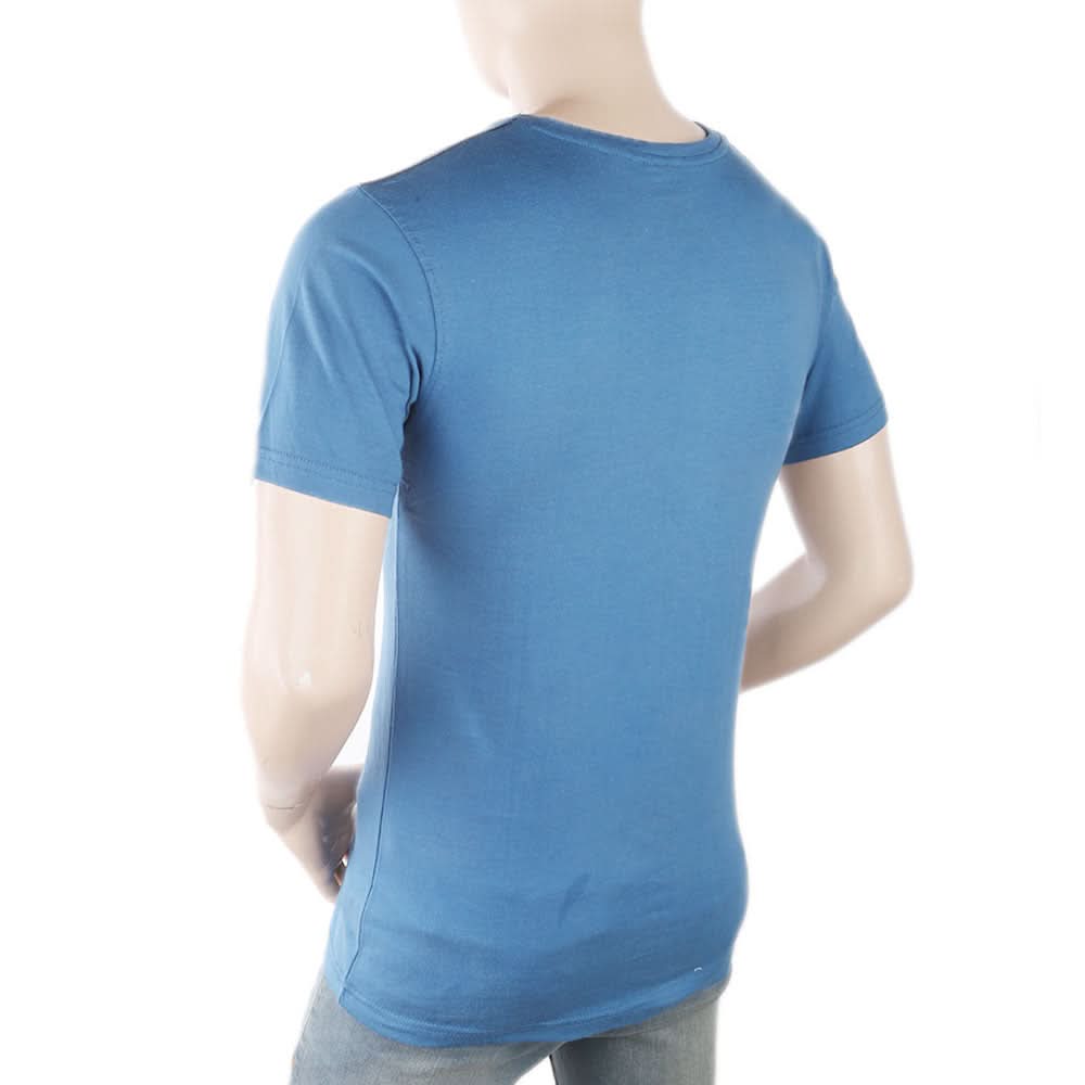 Men's Round Neck Half Sleeves T-Shirt - Steel Blue, Men, T-Shirts And Polos, Chase Value, Chase Value