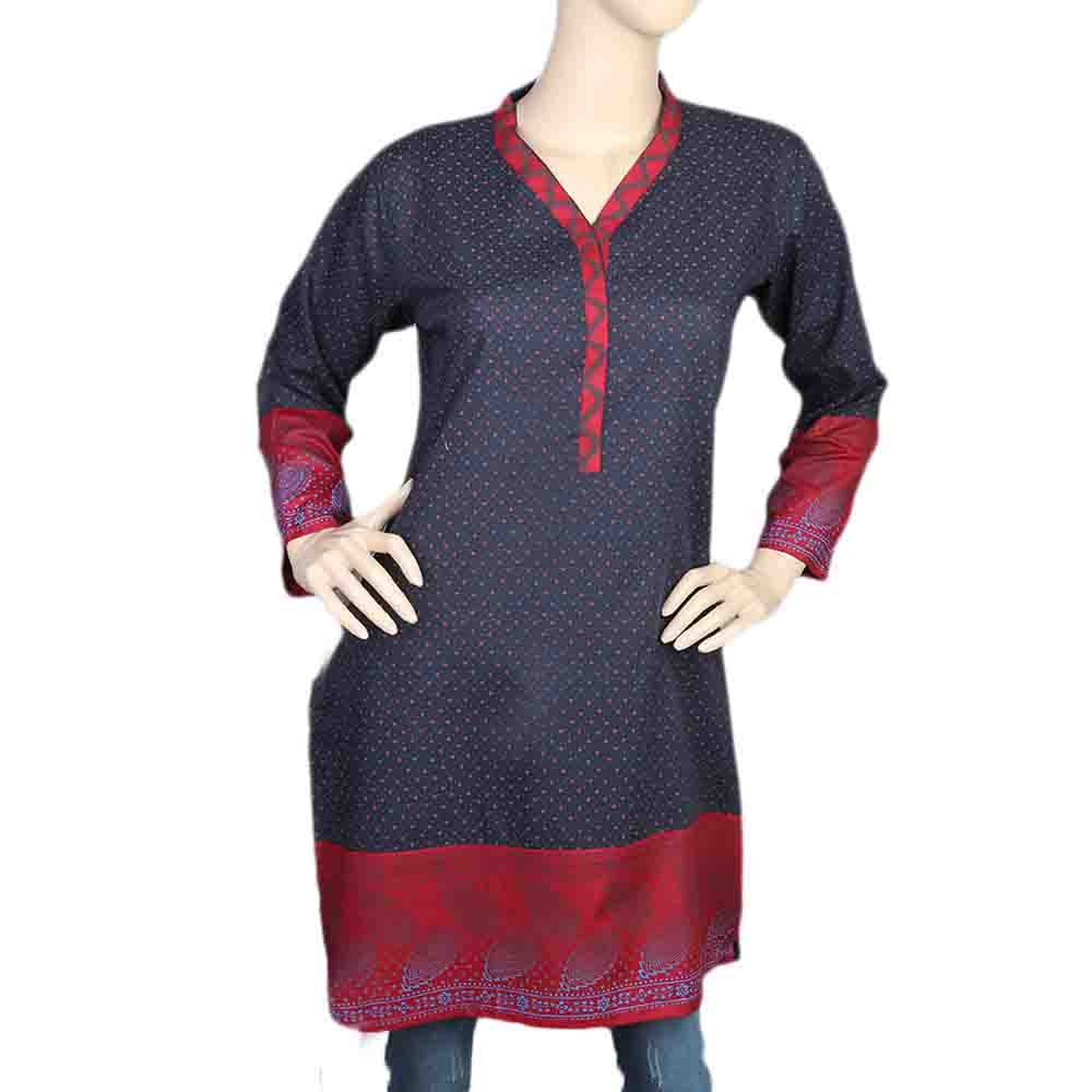 Women's Printed Cotton Kurti - Navy Blue, Women, Ready Kurtis, Chase Value, Chase Value