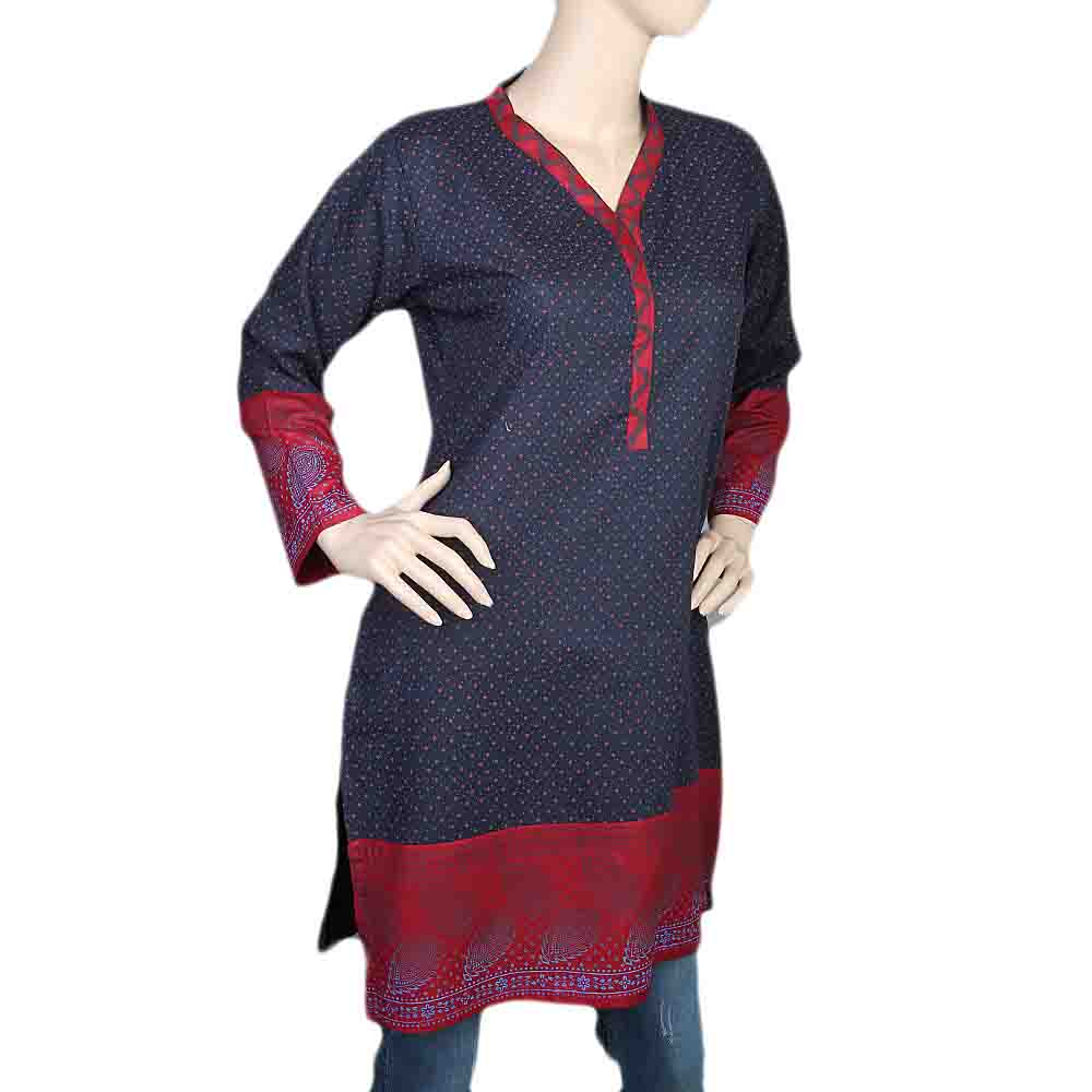 Women's Printed Cotton Kurti - Navy Blue, Women, Ready Kurtis, Chase Value, Chase Value