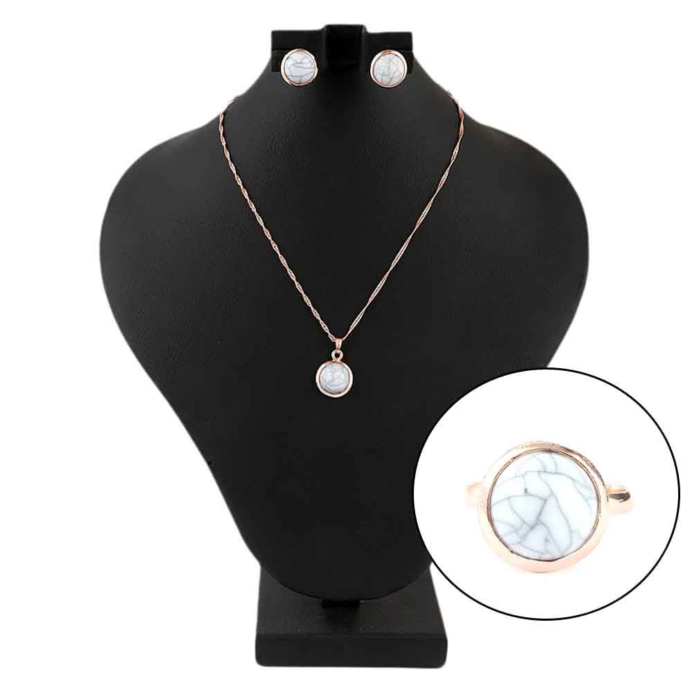 Women's Fancy Locket Set - Golden - White - test-store-for-chase-value