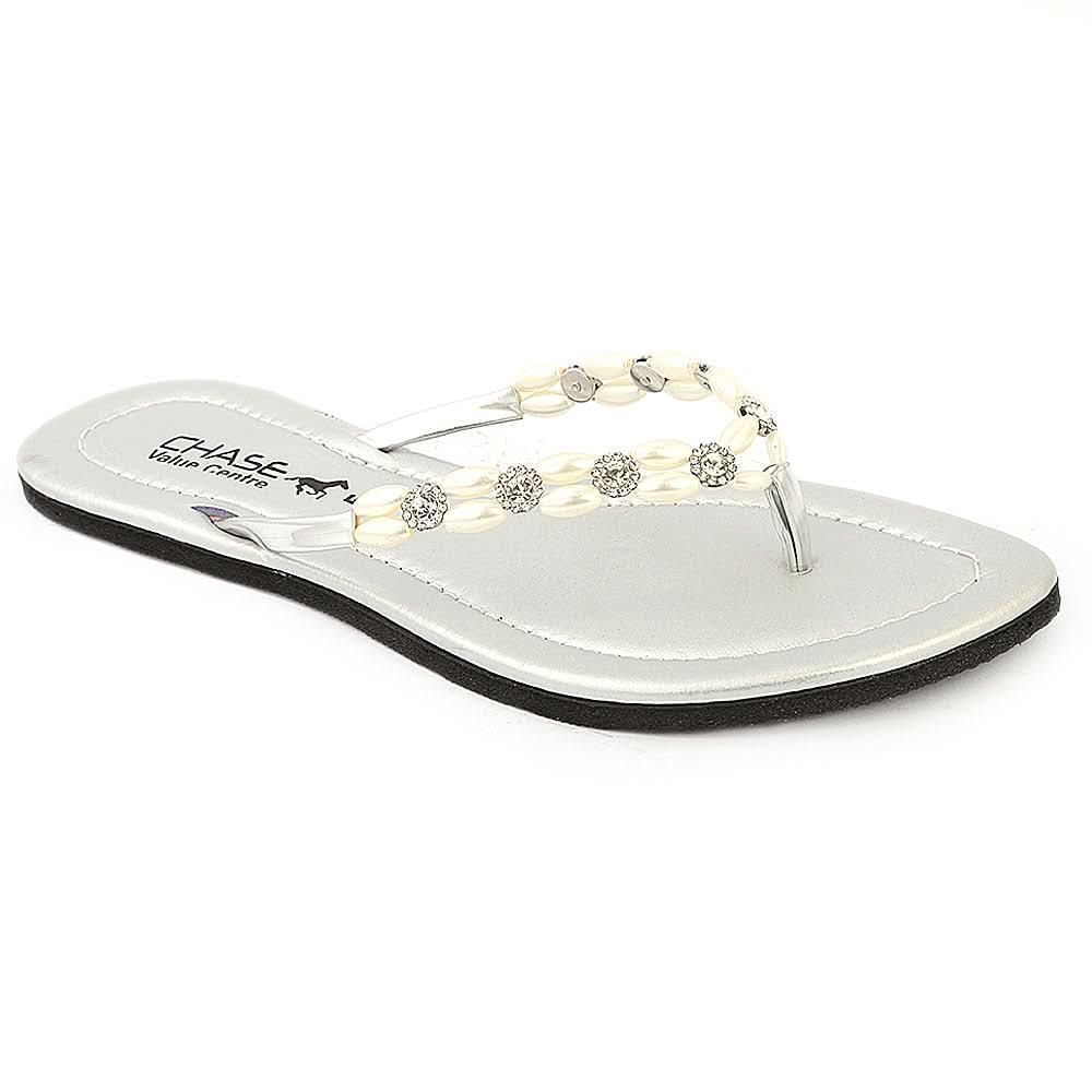 Girls Slippers J-528-A - Silver, Kids, Girls Slippers, Chase Value, Chase Value