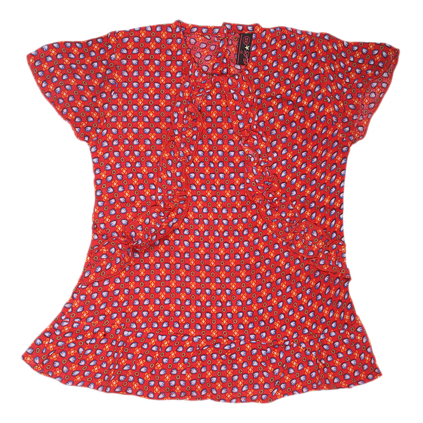 Girls Woven Half Sleeves Top - Red, Kids, Tops, Chase Value, Chase Value