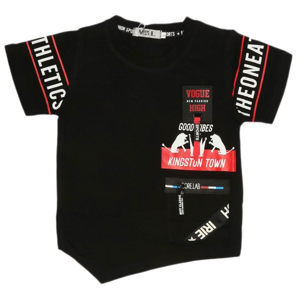 Boys Half Sleeves T-Shirt - Black, Kids, Boys T-Shirts, Chase Value, Chase Value