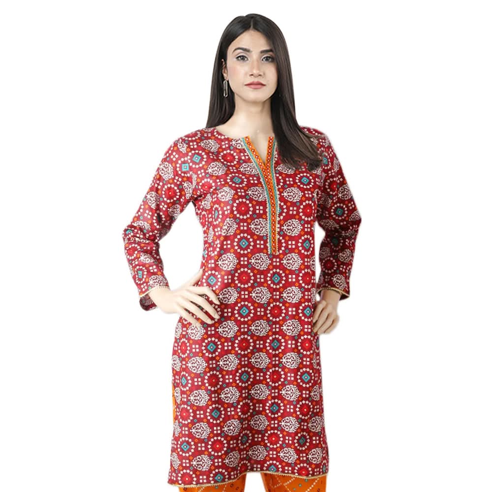 Mahnoor Printed Un-Stitched 1pcs Cotton Kurti - 17, Women, Unstitched Kurti, United Textiles, Chase Value
