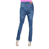 Women's Denim High Waist pant - Mid Blue, Women, Pants & Tights, Chase Value, Chase Value