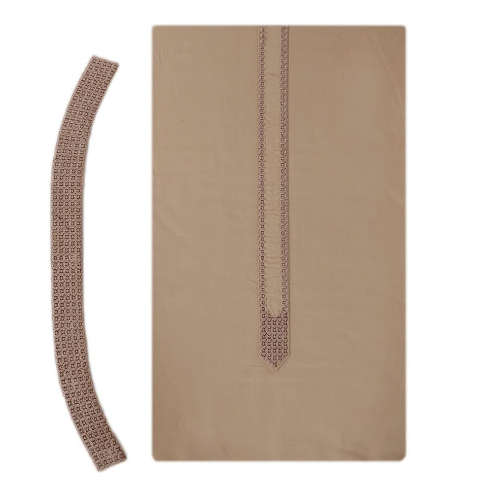 Men's Mashriq Embroidered Un-Stitched Suit - Light-Brown, Men, Unstitched Fabric, Chase Value, Chase Value