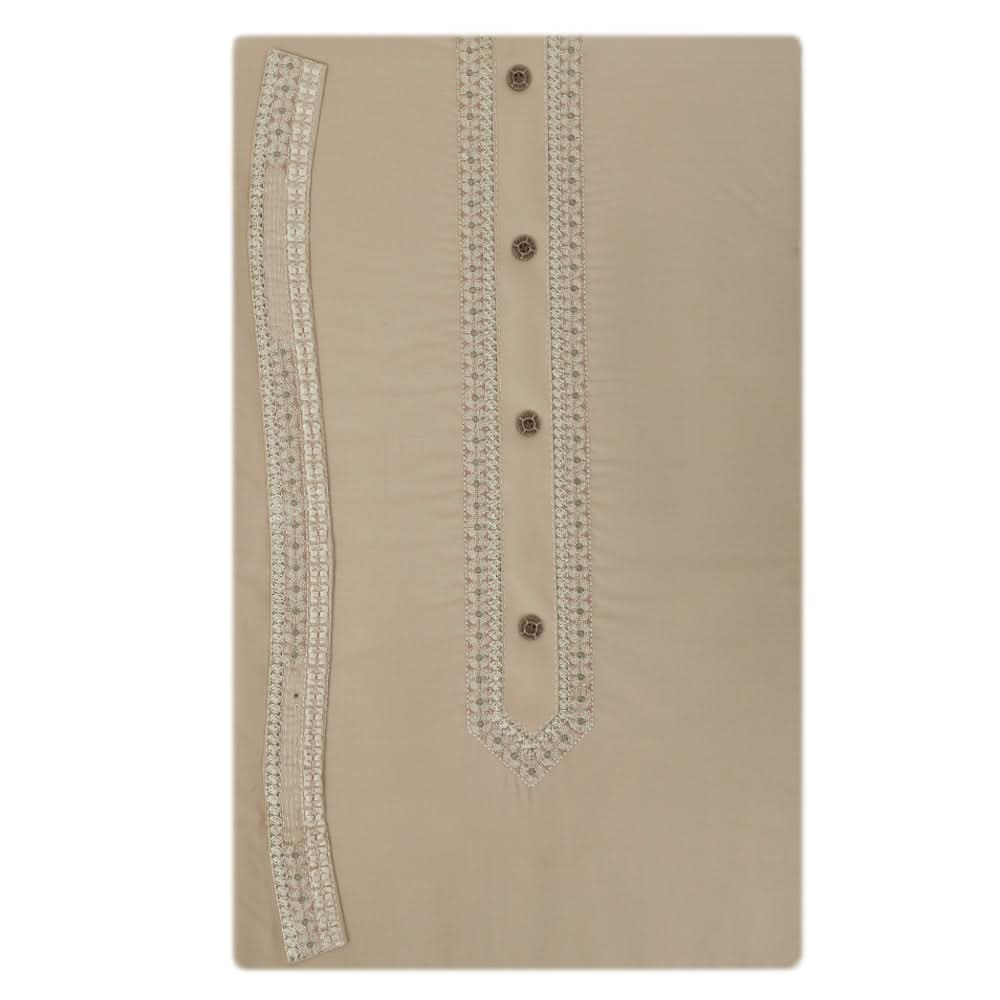 Men's Mashriq Embroidered Un-Stitched Suit - Light-Brown, Men, Unstitched Fabric, Chase Value, Chase Value