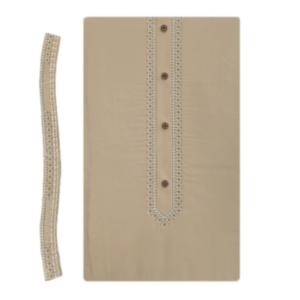 Men's Mashriq Embroidered Un-Stitched Suit - Light-Brown, Men, Unstitched Fabric, Chase Value, Chase Value