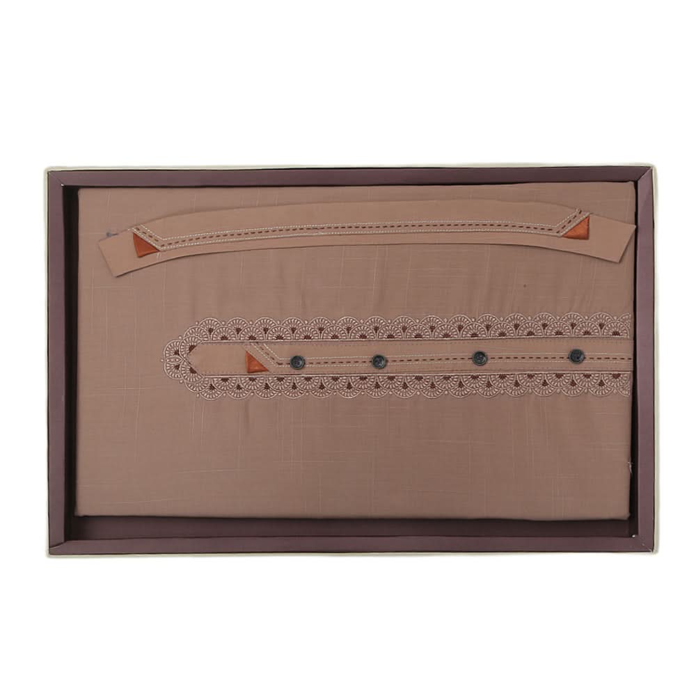 Men's Mashriq Embroidered Un-Stitched Suit - Light Brown, Men, Unstitched Fabric, Chase Value, Chase Value
