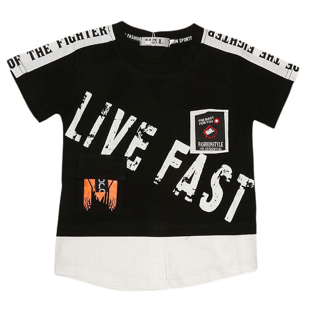 Boys Half Sleeves T-Shirt - Black, Kids, Boys T-Shirts, Chase Value, Chase Value