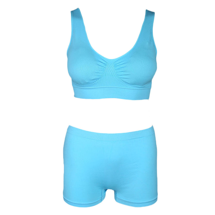 Women's Sports Bra & Panty Set - Blue - test-store-for-chase-value