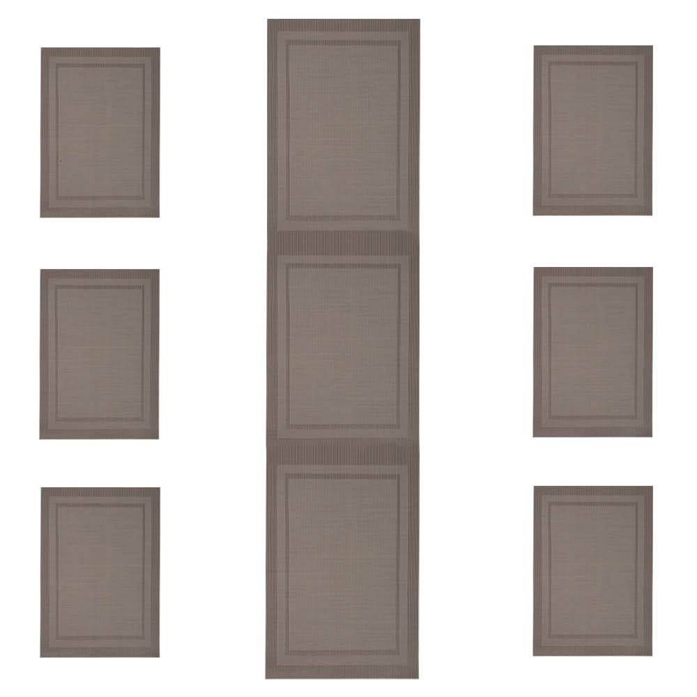 Table Mat with Runner - 7Pcs - Light Brown, Home & Lifestyle, Mats, Chase Value, Chase Value