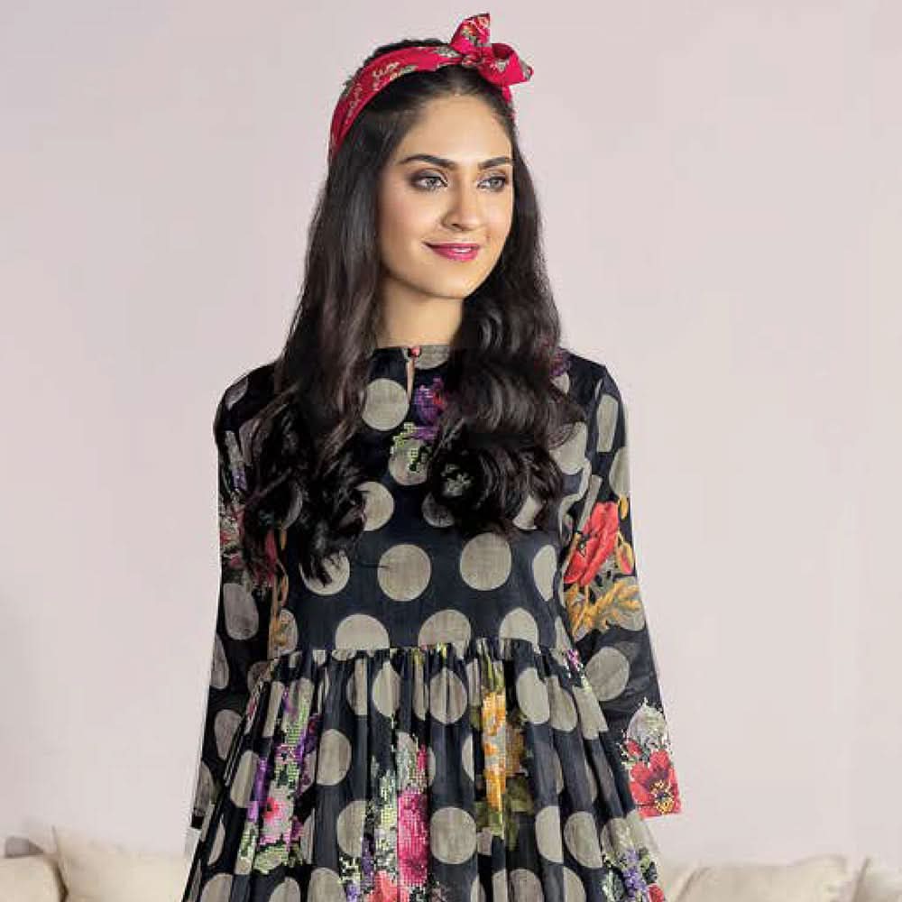 LimeLight Summer 1Pcs Unstitched Kurti - Black, Women, Unstitched Kurti, Limelight, Chase Value