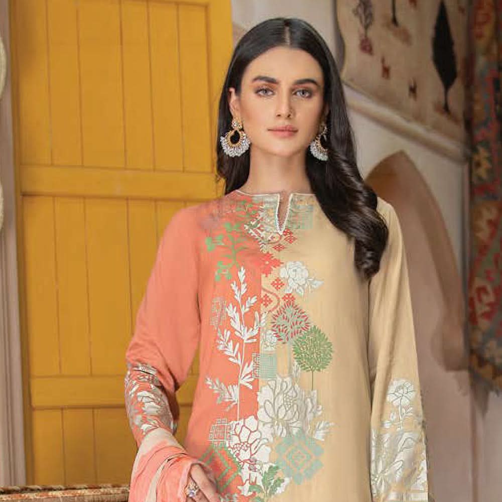 LimeLight Summer 3Pcs Unstitched Suit - Peach, Women, 3Pcs Shalwar Suit, Limelight, Chase Value