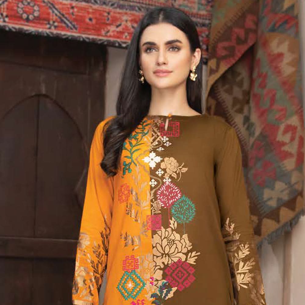 LimeLight Summer 3Pcs Unstitched Suit - Brown, Women, 3Pcs Shalwar Suit, Limelight, Chase Value