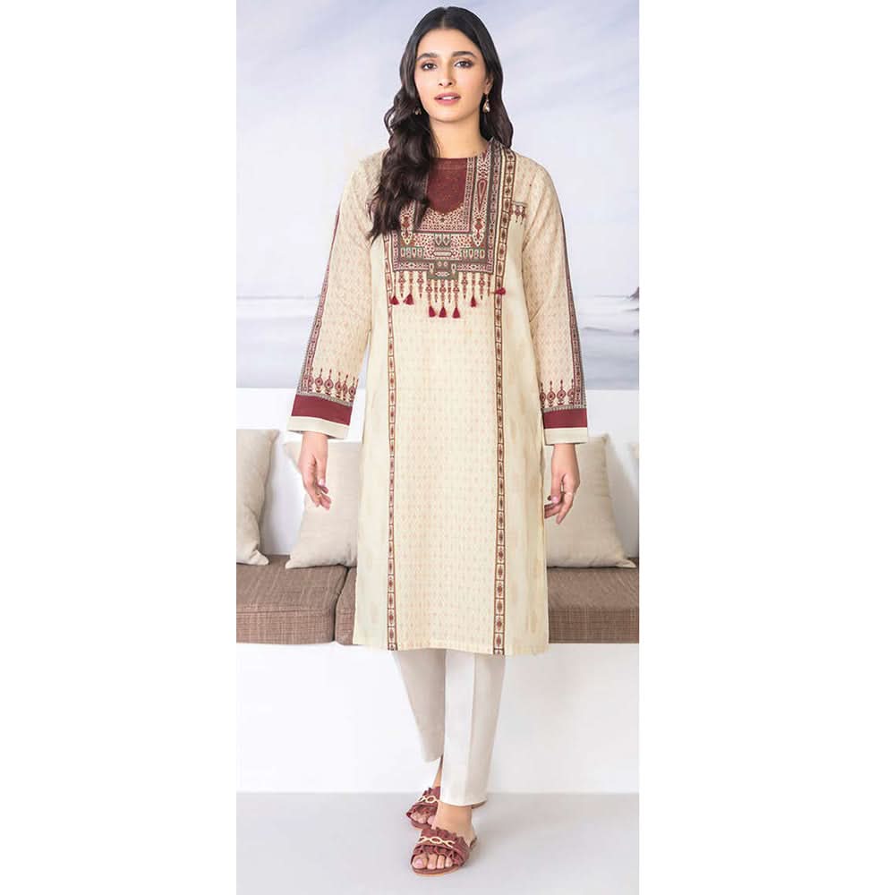 LimeLight Summer 1Pcs Unstitched Kurti - Cream, Women, Unstitched Kurti, Limelight, Chase Value