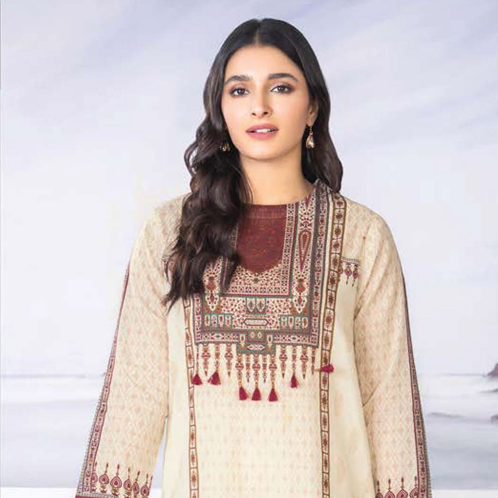 LimeLight Summer 1Pcs Unstitched Kurti - Cream, Women, Unstitched Kurti, Limelight, Chase Value
