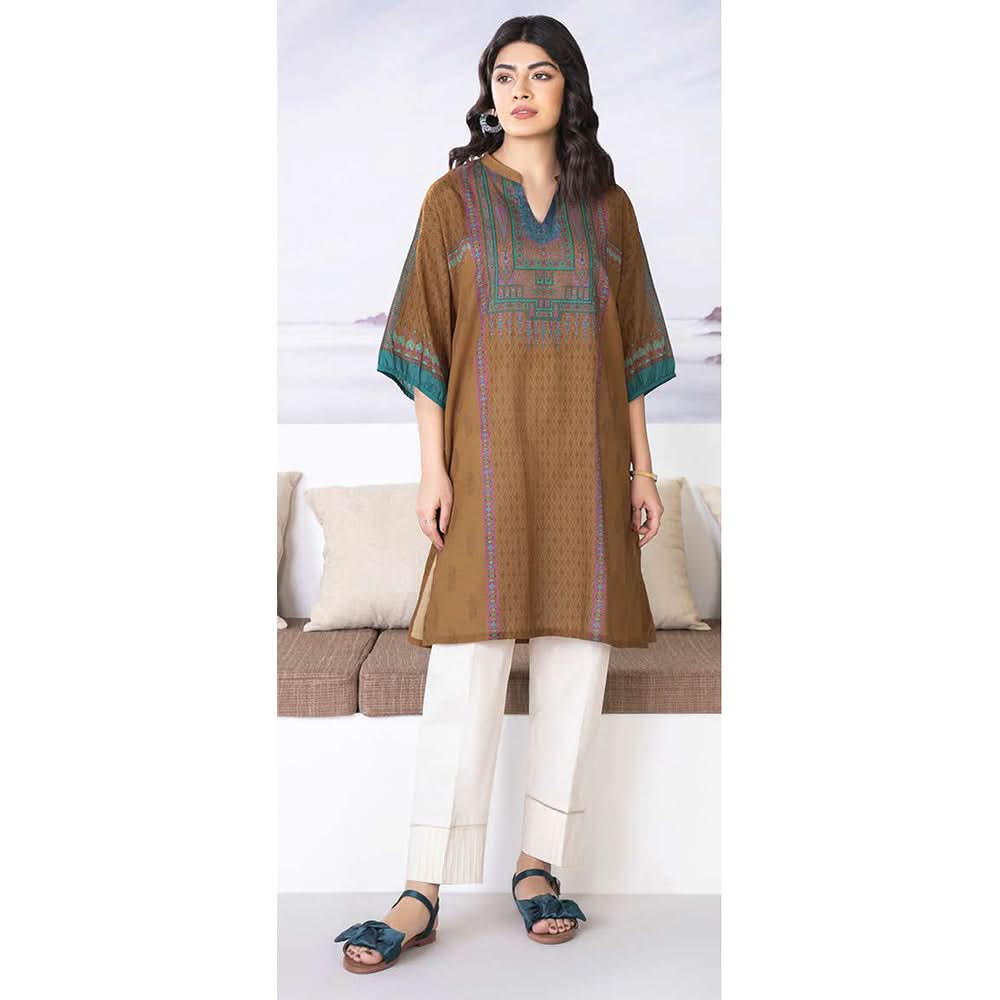 LimeLight Summer 1Pcs Unstitched Kurti - Brown, Women, Unstitched Kurti, Limelight, Chase Value