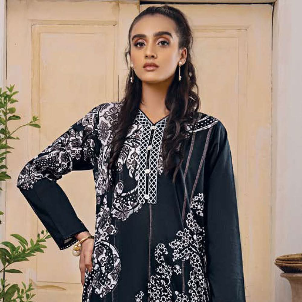 LimeLight Summer 1Pcs Unstitched Kurti - Black, Women, Unstitched Kurti, Limelight, Chase Value