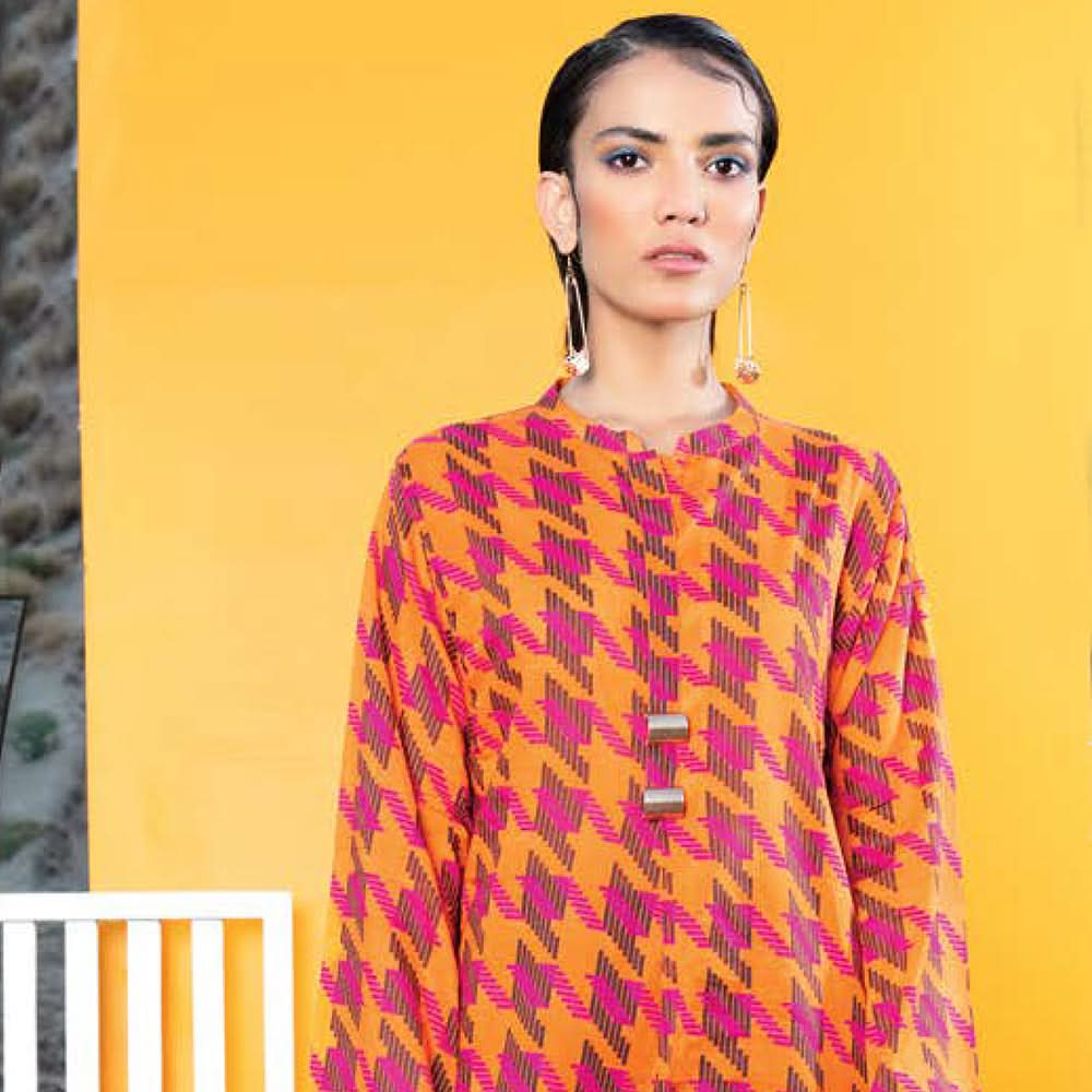 LimeLight Summer 1Pcs Unstitched Kurti - Orange, Women, Unstitched Kurti, Limelight, Chase Value
