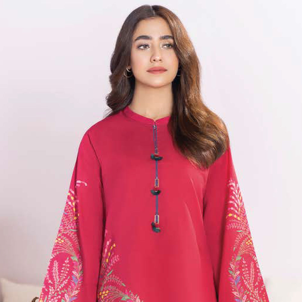 LimeLight Summer 1Pcs Unstitched Kurti - Red, Women, Unstitched Kurti, Limelight, Chase Value
