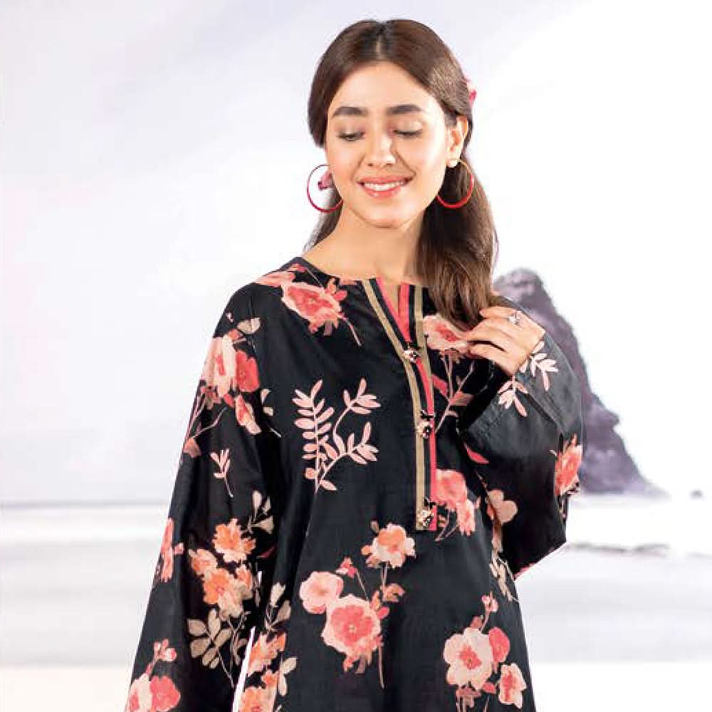 LimeLight Summer 1Pcs Unstitched Kurti - Black, Women, Unstitched Kurti, Limelight, Chase Value
