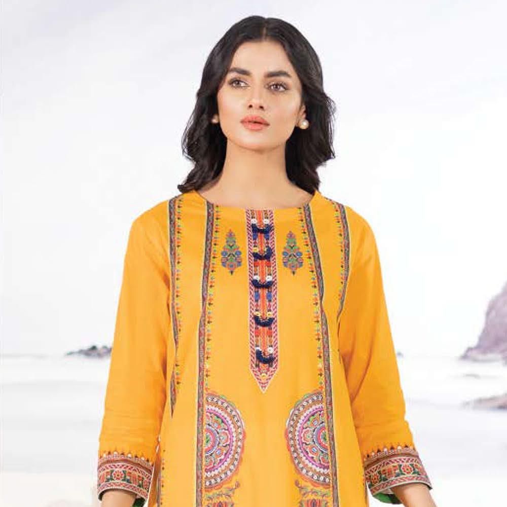 LimeLight Summer 1Pcs Unstitched Kurti - Yellow, Women, Unstitched Kurti, Limelight, Chase Value