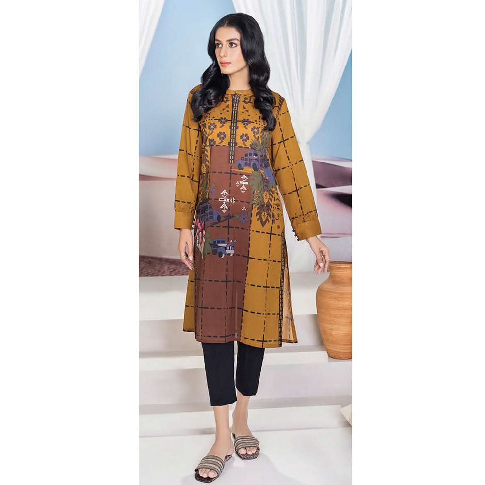 LimeLight Summer 1Pcs Unstitched Kurti - Mustard, Women, Unstitched Kurti, Limelight, Chase Value