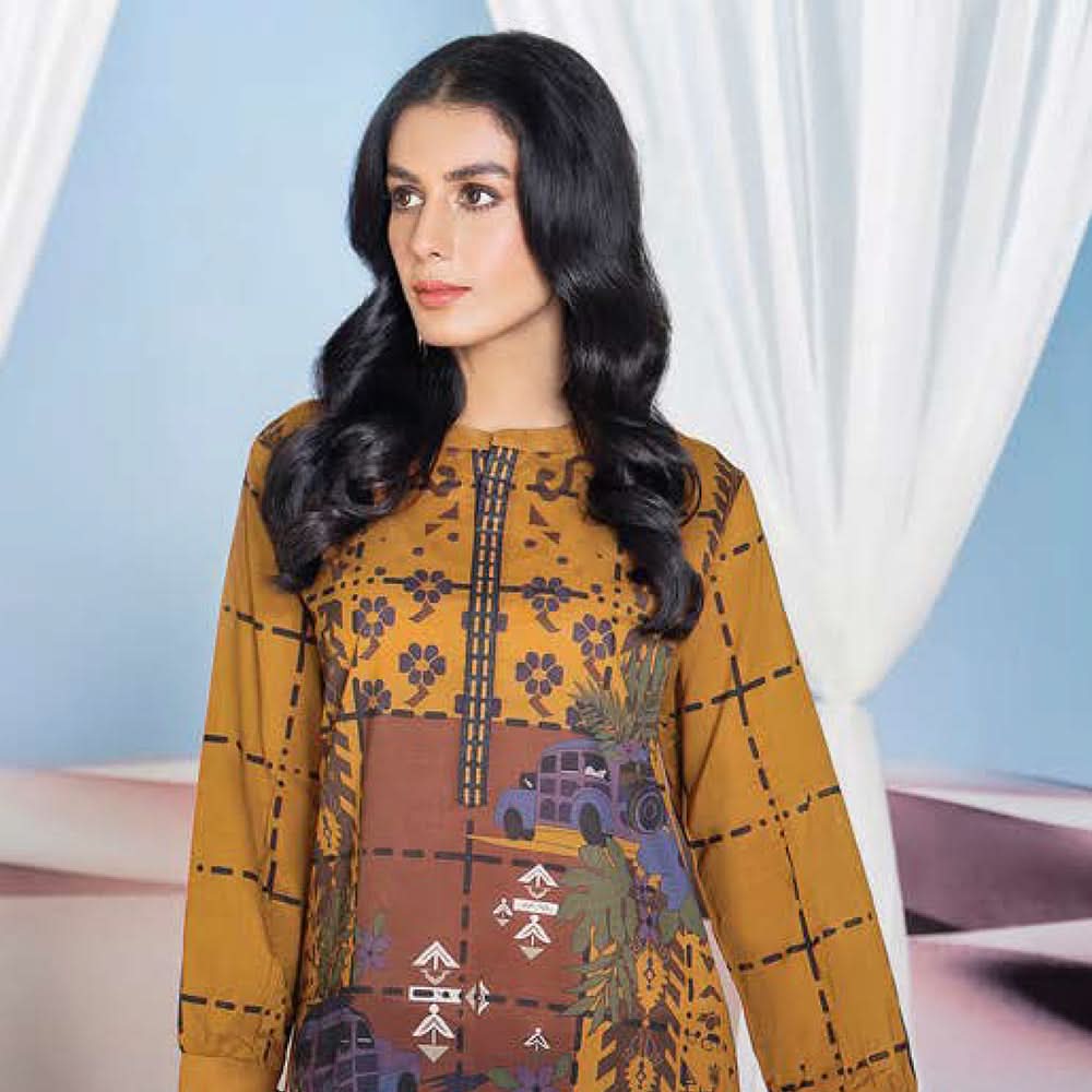 LimeLight Summer 1Pcs Unstitched Kurti - Mustard, Women, Unstitched Kurti, Limelight, Chase Value