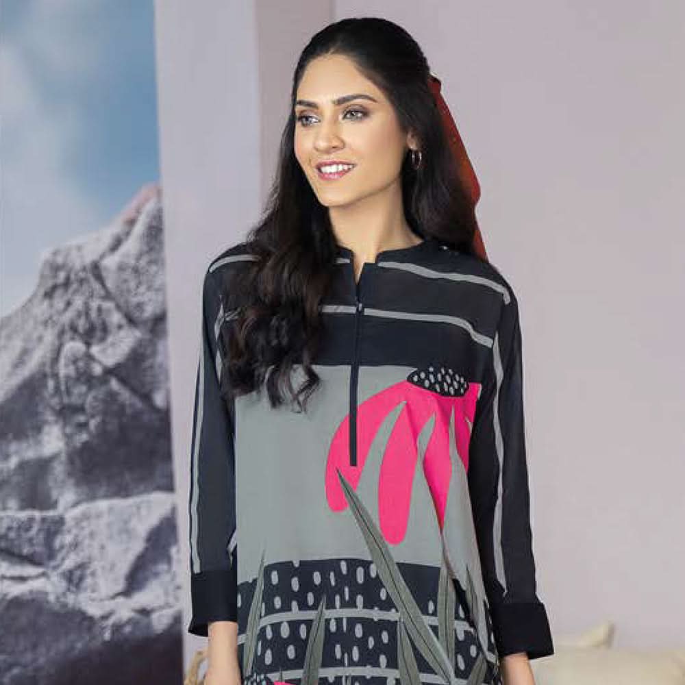 LimeLight Summer 1Pcs Unstitched Kurti - Black, Women, Unstitched Kurti, Limelight, Chase Value