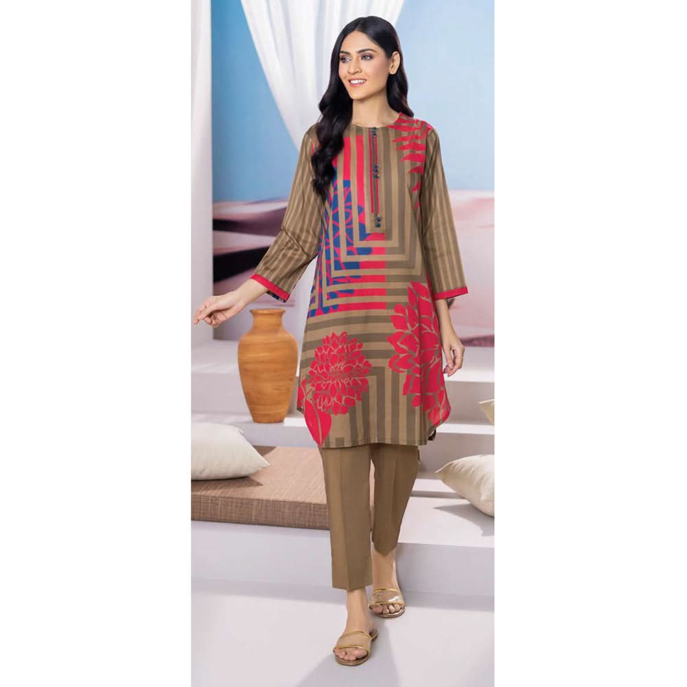 LimeLight Summer 1Pcs Unstitched Kurti - Brown, Women, Unstitched Kurti, Limelight, Chase Value