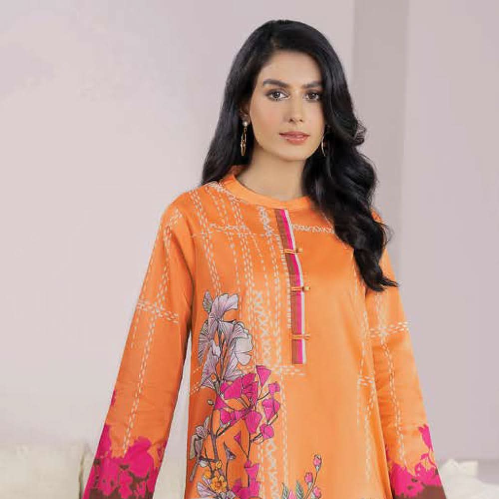 LimeLight Summer 1Pcs Unstitched Kurti - Orange, Women, Unstitched Kurti, Limelight, Chase Value