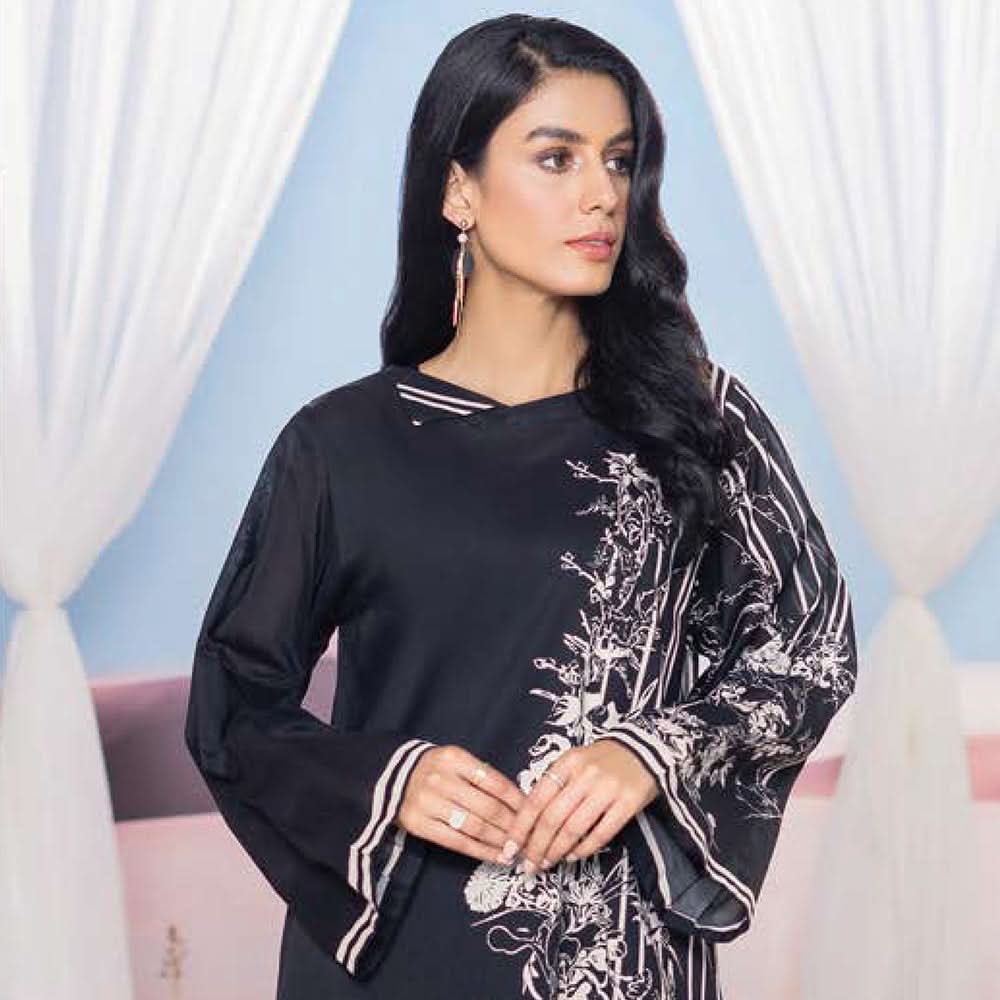 LimeLight Summer 1Pcs Unstitched Kurti - Black, Women, Unstitched Kurti, Limelight, Chase Value