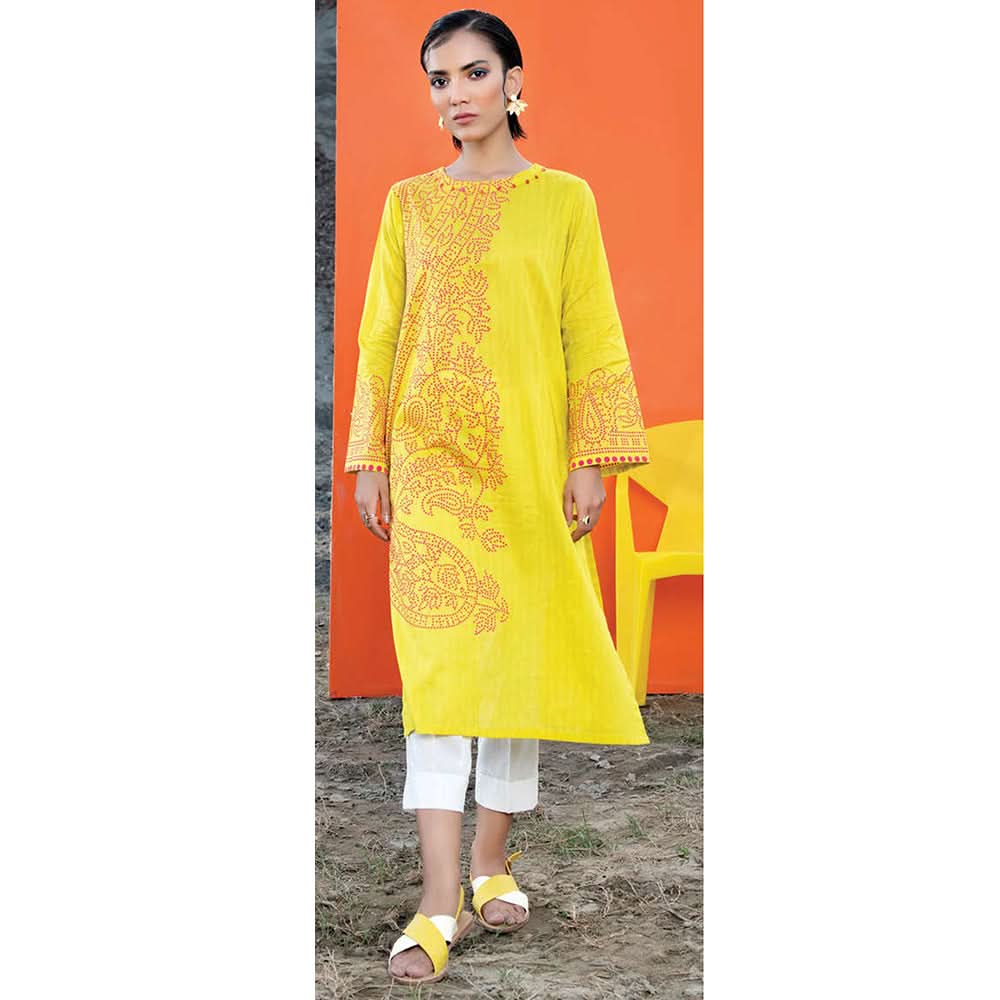 LimeLight Summer 1Pcs Unstitched Kurti - Neon Green, Women, Unstitched Kurti, Limelight, Chase Value