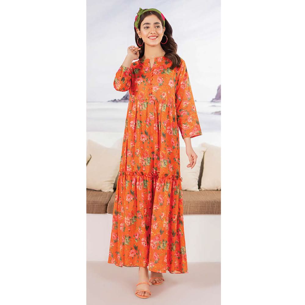 LimeLight Summer 1Pcs Unstitched Kurti - Orange, Women, Unstitched Kurti, Limelight, Chase Value