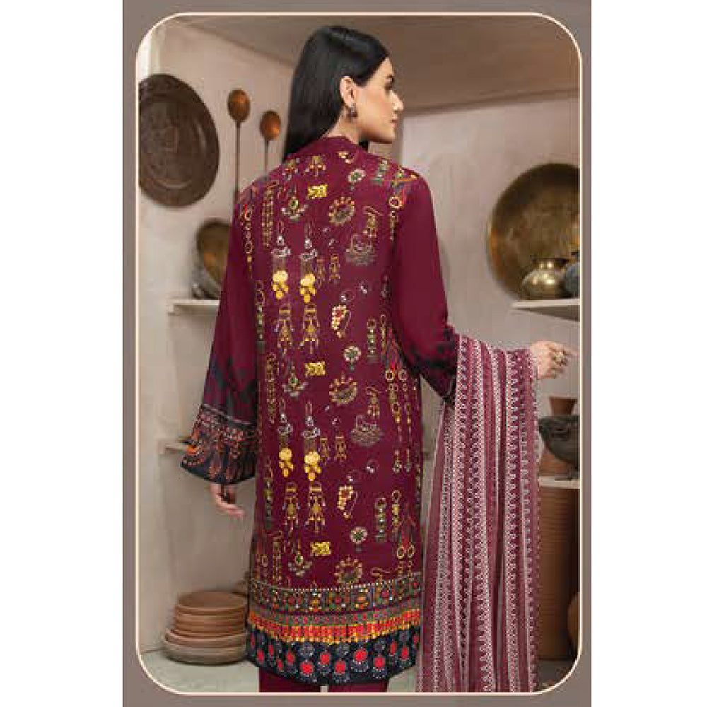 LimeLight Summer 2Pcs Unstitched Suit - Maroon, Women, 2Pcs Shalwar Suit, Limelight, Chase Value