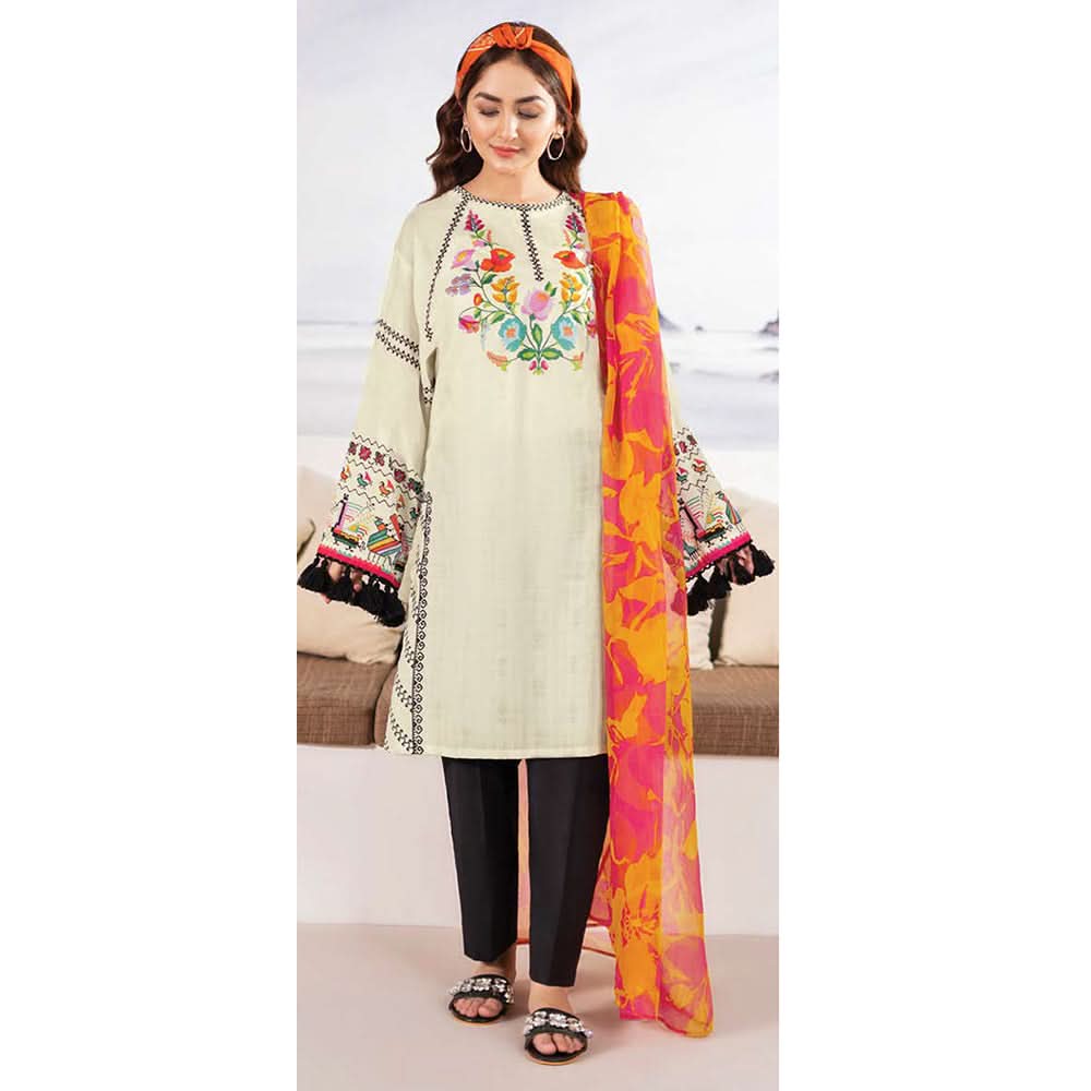 LimeLight Summer 2Pcs Unstitched Suit - Off White, Women, 2Pcs Shalwar Suit, Limelight, Chase Value