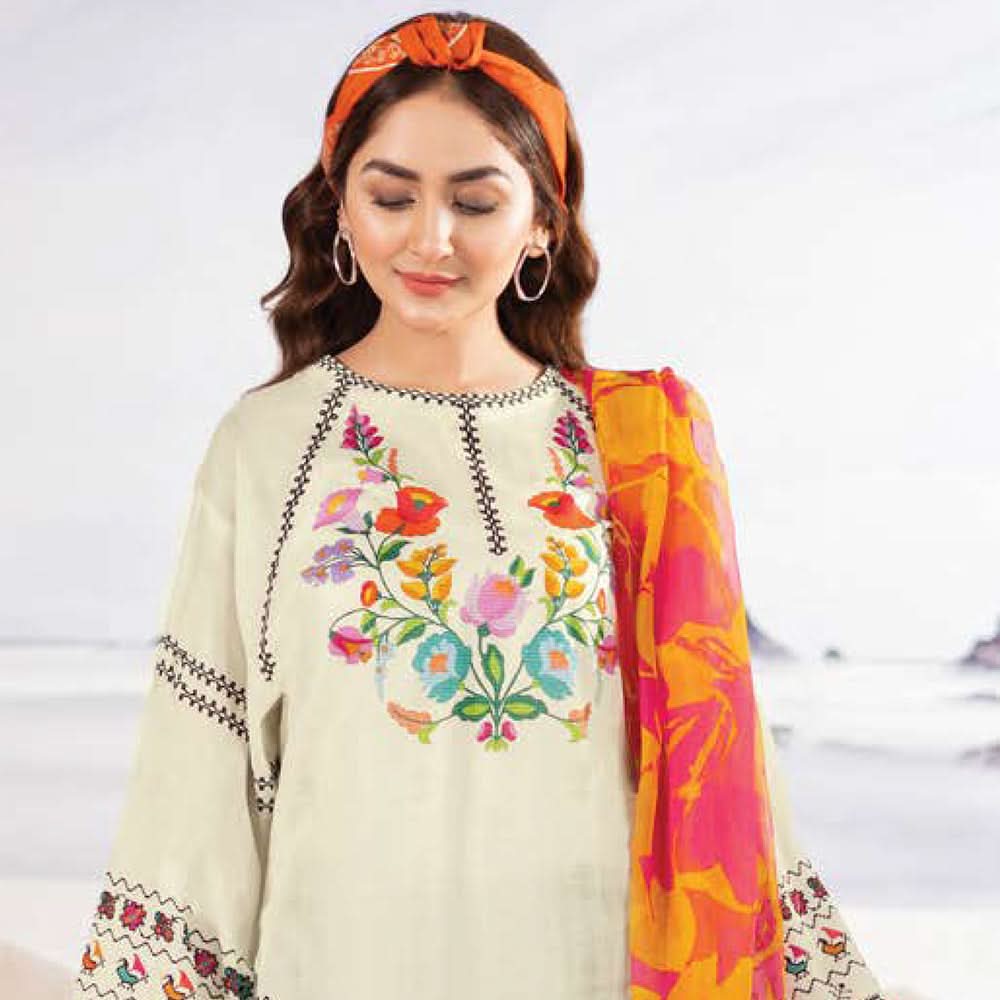 LimeLight Summer 2Pcs Unstitched Suit - Off White, Women, 2Pcs Shalwar Suit, Limelight, Chase Value