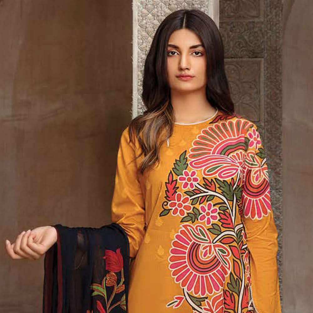 LimeLight Summer 2Pcs Unstitched Suit - Yellow, Women, 2Pcs Shalwar Suit, Limelight, Chase Value