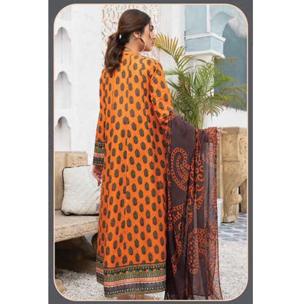 LimeLight Summer 2Pcs Unstitched Suit - Orange, Women, 2Pcs Shalwar Suit, Limelight, Chase Value