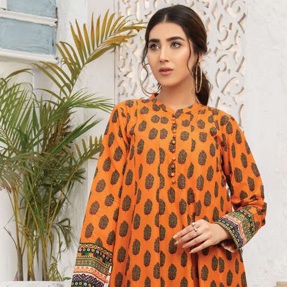 LimeLight Summer 2Pcs Unstitched Suit - Orange, Women, 2Pcs Shalwar Suit, Limelight, Chase Value