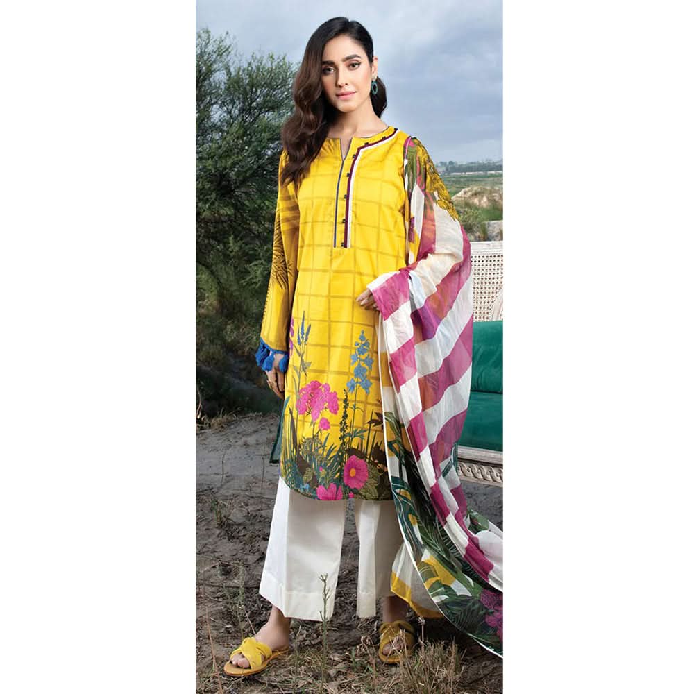 LimeLight Summer 2Pcs Unstitched Suit - Yellow, Women, 2Pcs Shalwar Suit, Limelight, Chase Value