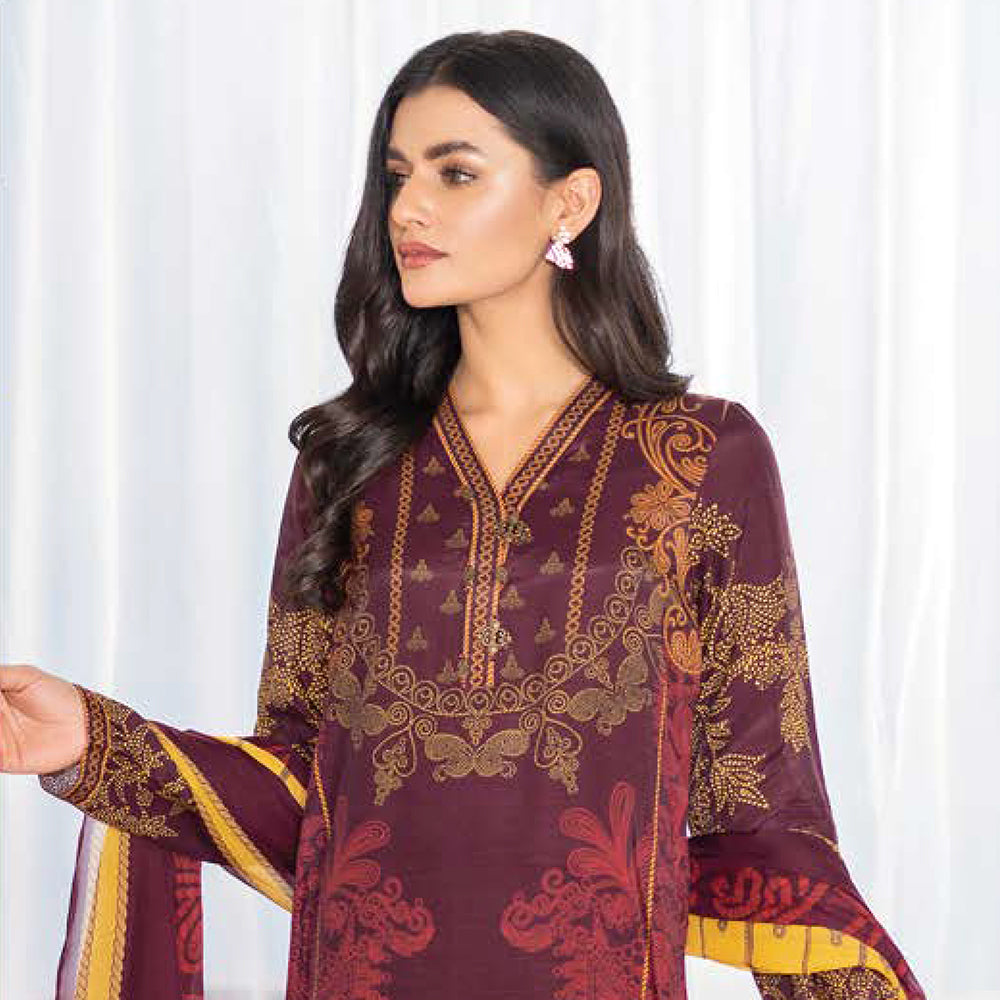 LimeLight Summer 2Pcs Unstitched Suit - Maroon, Women, 2Pcs Shalwar Suit, Limelight, Chase Value