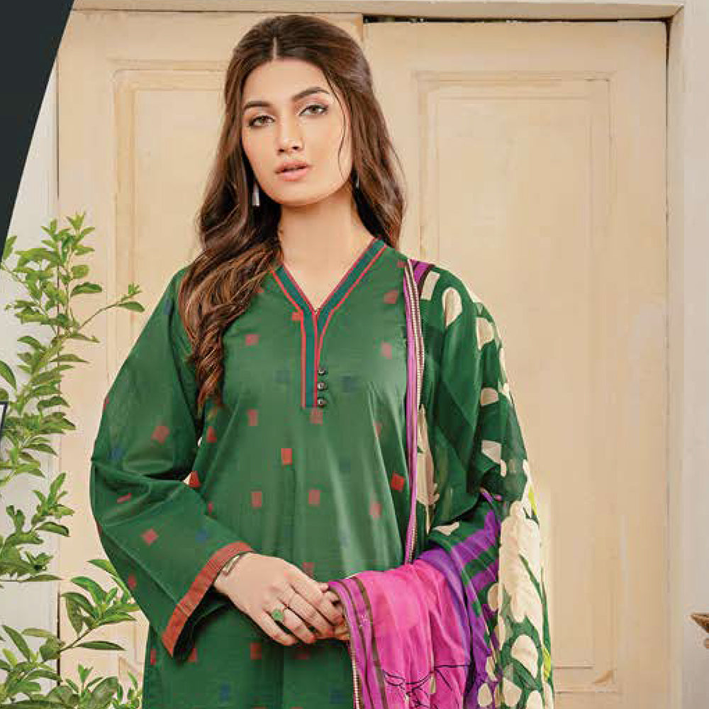 LimeLight Summer 2Pcs Unstitched Suit - Green, Women, 2Pcs Shalwar Suit, Limelight, Chase Value