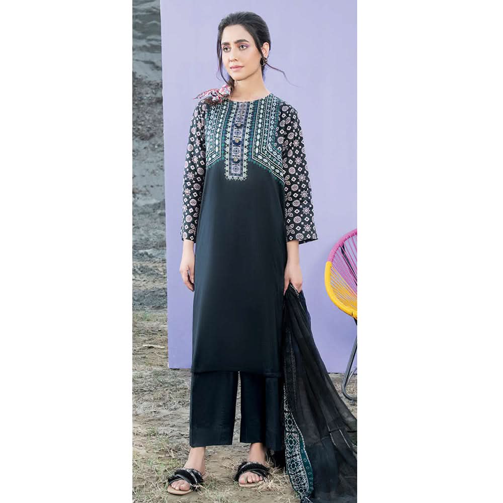 LimeLight Summer 2Pcs Unstitched Suit - Black, Women, 2Pcs Shalwar Suit, Limelight, Chase Value